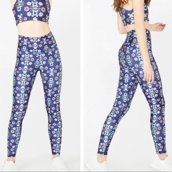 TEREZ GARDENISTA HIGH SHINE FLORAL LEGGING NEW M L - Picture 1 of 4